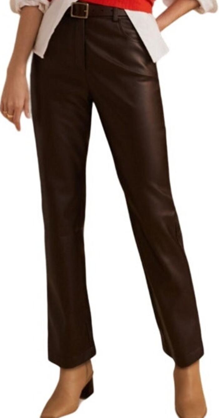 Anthropologie Avec Les Filles Faux Leather Straight Pant High Rise Bronze XSmall